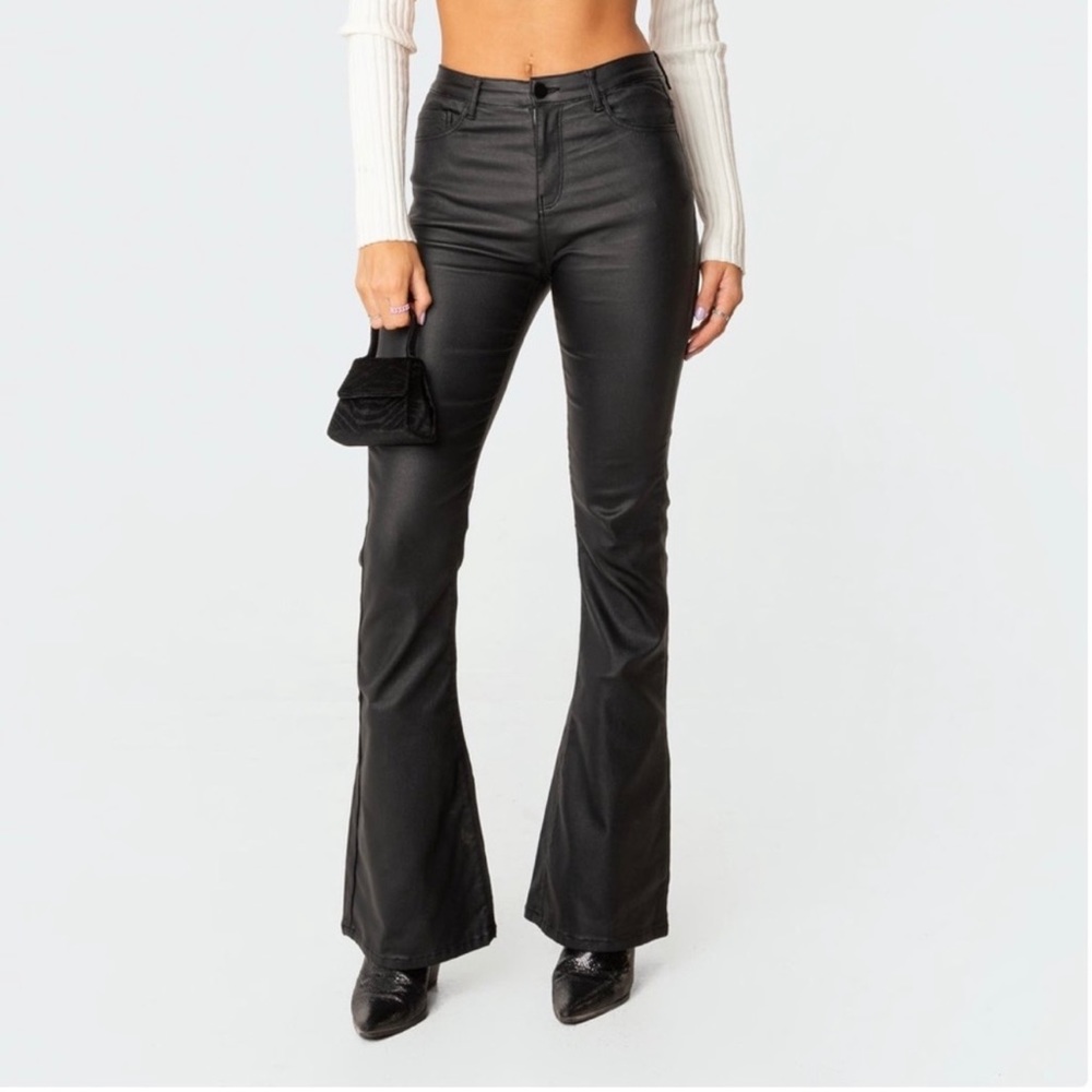 Edikted NWOT faux leather black flare pants